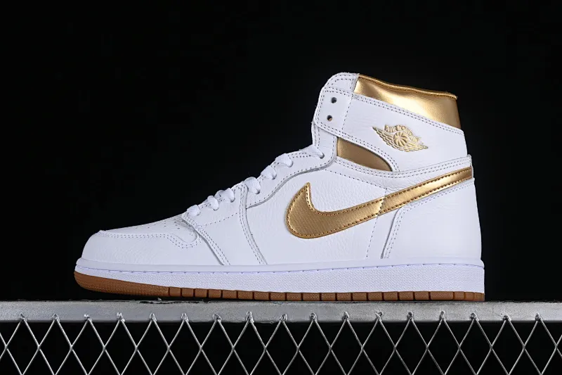 All categories Air Jordan Jordan series basketball shoes Air Jordan 1 High Air Jordan 1 High OG "Metallic Gold" AJ1 Joe 1 luxury platinum high-top basketball shoes FD2596-107